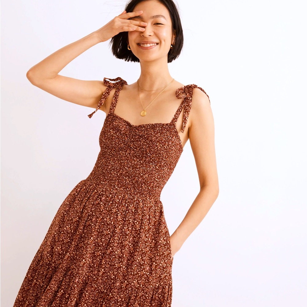 Madewell Lucie Tie-Strap Tiered Midi Dress XXS